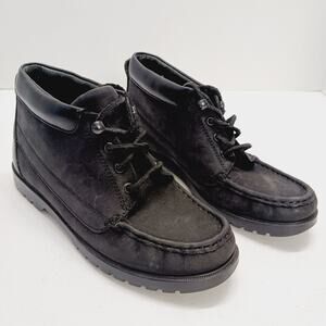 Shoes Bootie Women Black Leather Lace Up Comfort Minimalist Casual Chic Size 6